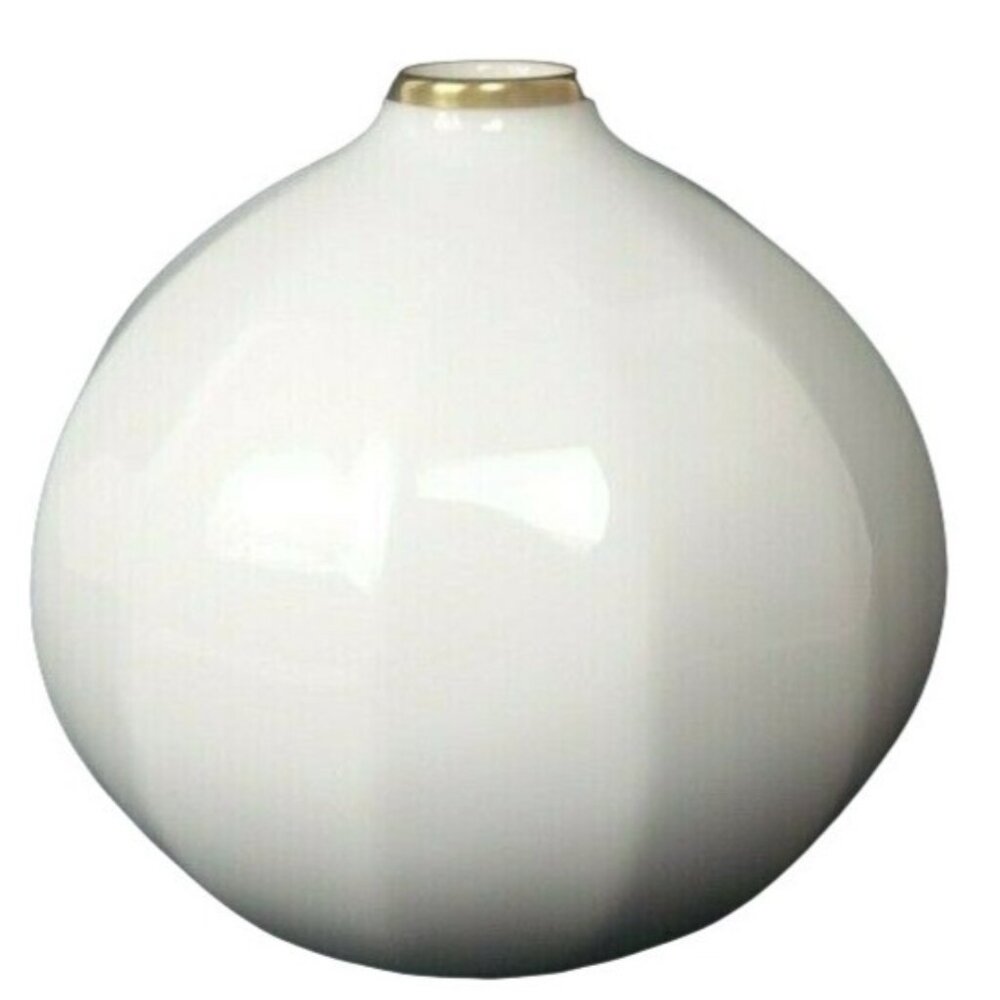 Vintage Japanese Porcelain Bulb Vase White Fukagawa Koransha Arita Feng Shui